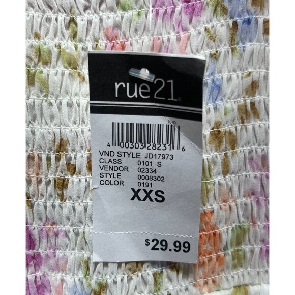 Rue 21 - Women's Summer Sleeveless High Low Hem Ruffle Floral Dress - White -XXS - Picture 7 of 16